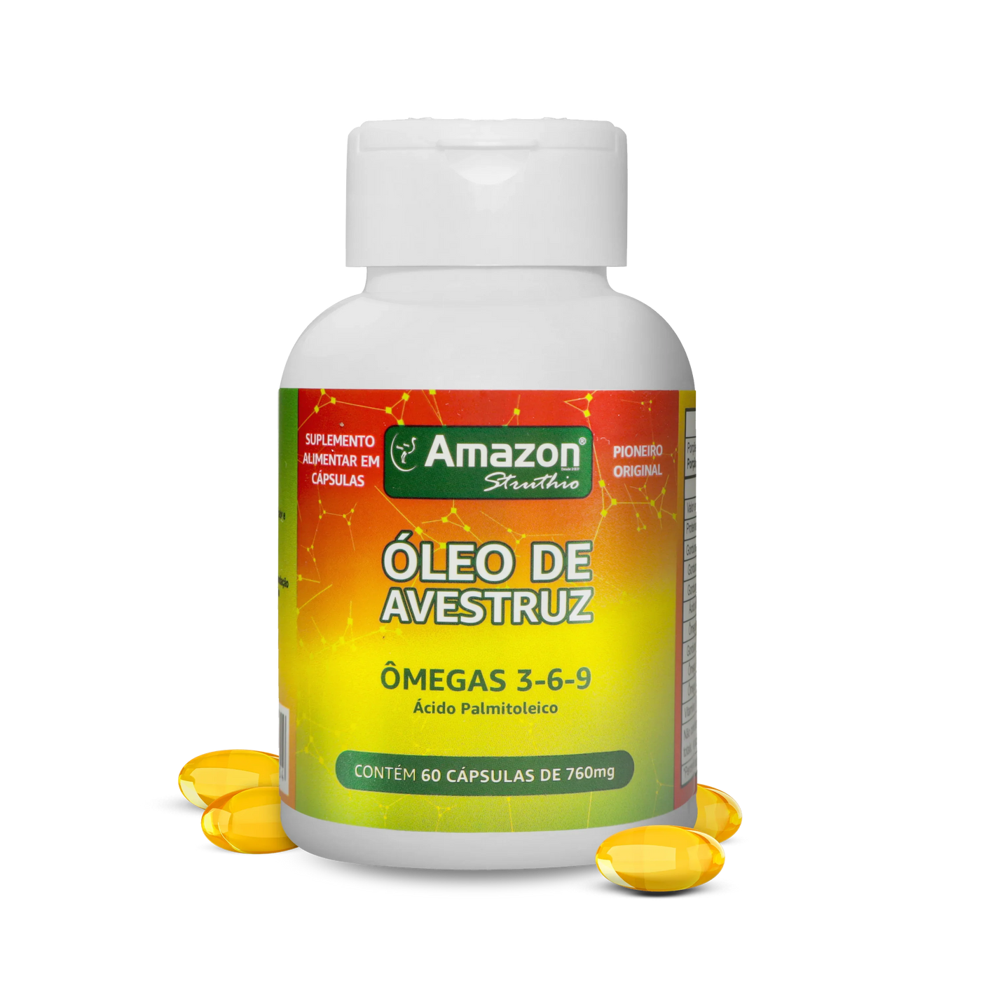 Óleo de Avestruz em Cápsulas 60cps Ômega 3 6 7 e 9