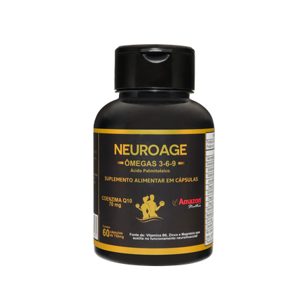 Suplemento Neuroage com Ômegas 3-6-9, Coenzima Q10 e Ácido Palmitoleico em cápsulas para saúde neuromuscular