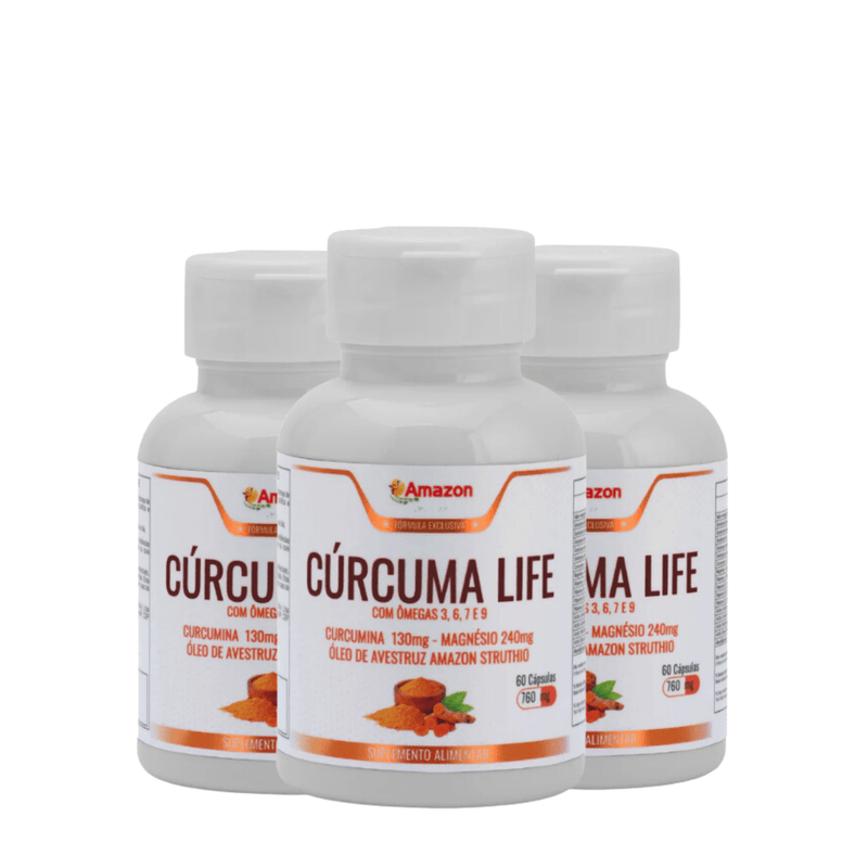 Cúrcuma Life - 130mg de curcumina + Magnésio de Dimalato - Amazon Struthio