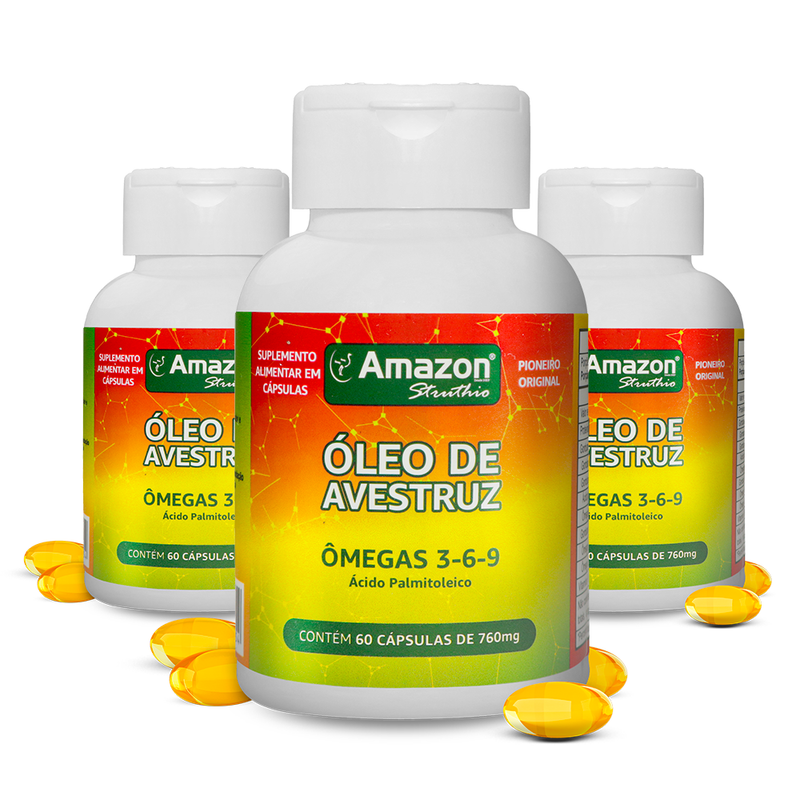 Óleo de Avestruz em Cápsulas 60cps Ômega 3 6 7 e 9
