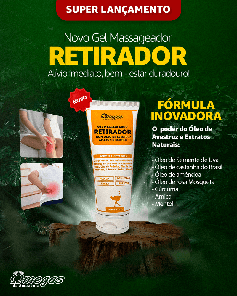 Retirador - Gel Massageador - 170g - Amazon Struthio