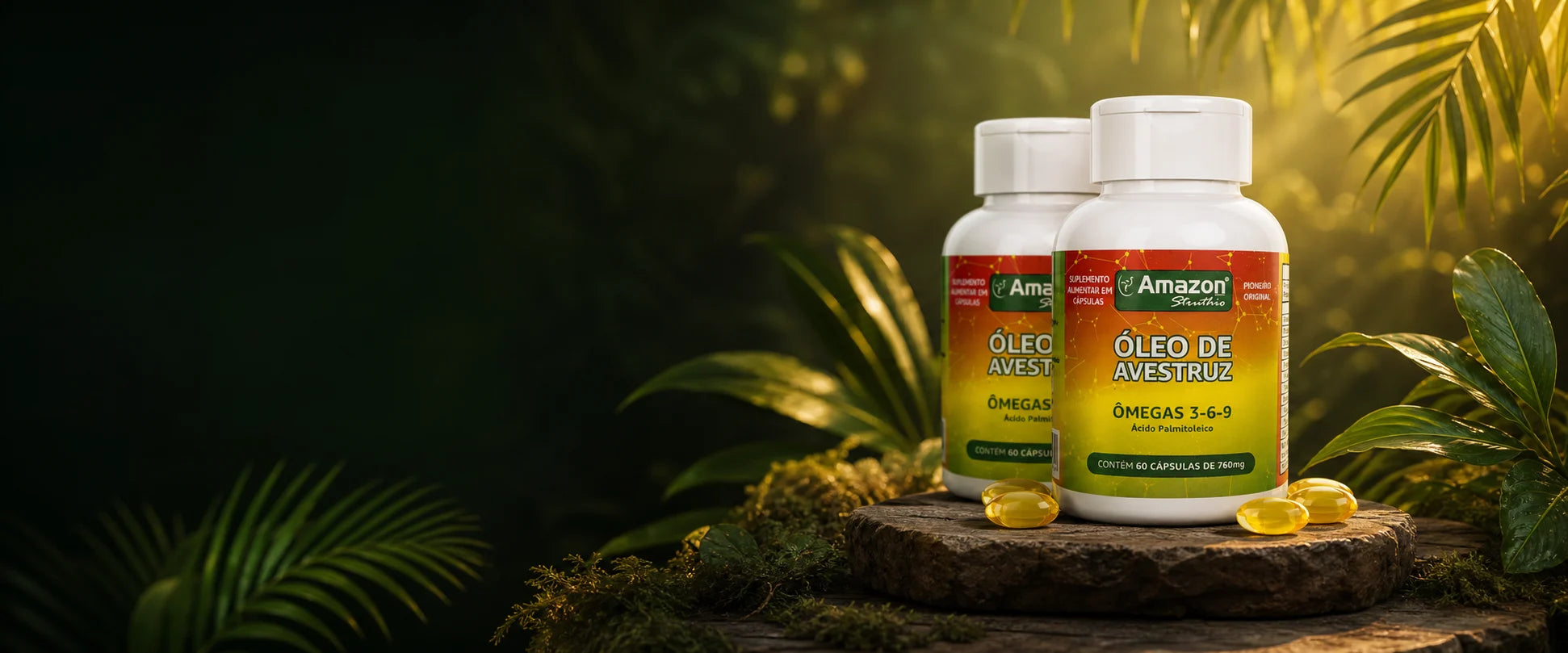 Kit promocional com 2 potes de Óleo de Avestruz em cápsulas