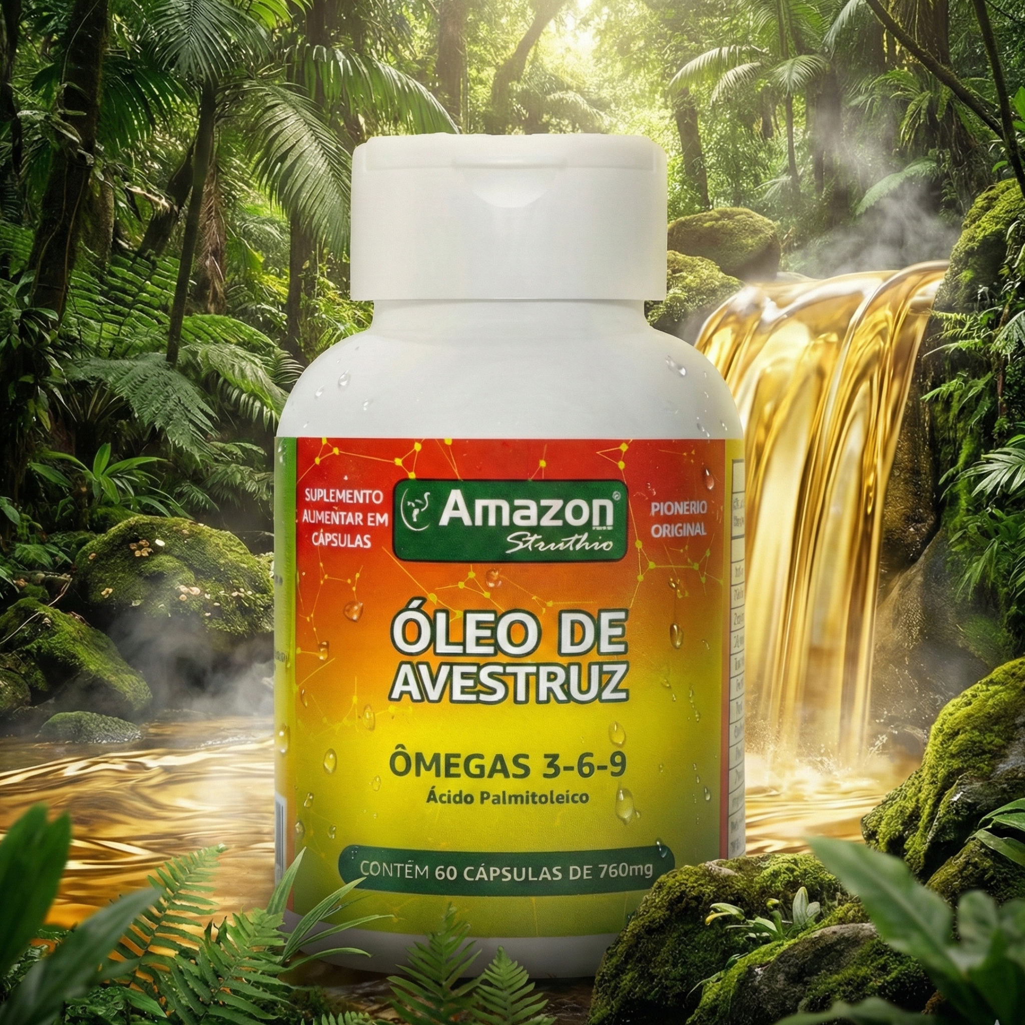 Óleo de Avestruz | Ômegas 3, 6, 7, 9 + Anvisa | Amazon Struthio